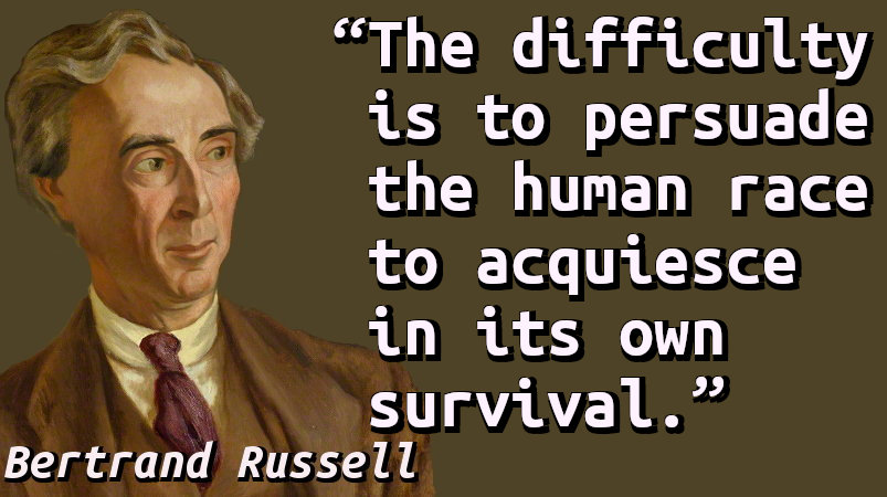 Quote with a portrait of Bertrand Russell.