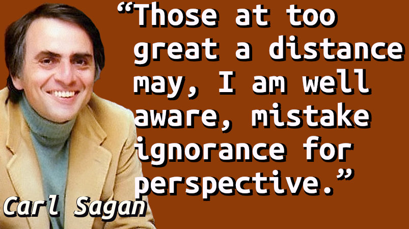 Quote with a picture of Carl Sagan in 1980.