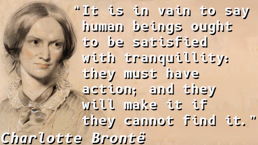 Quotation with a portrait of Charlotte Brontë.