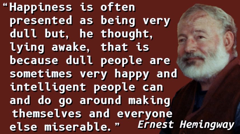 Quotation with a picture of Ernest Hemingway.