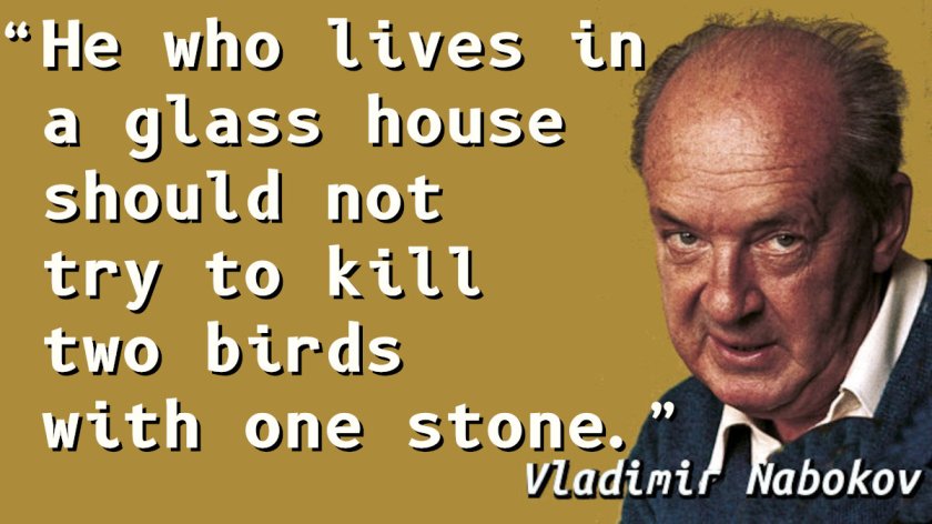 Quotation with a portrait picture of Vladimir Nabokov.